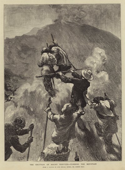 The Eruption of Mount Vesuvius, Climbing the Mountain by Edward John Gregory